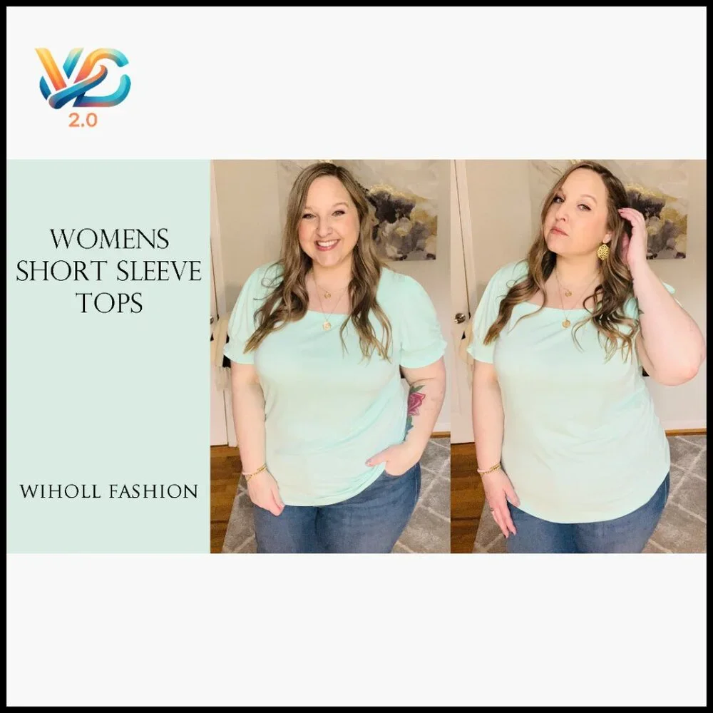 Summer Casual T-Shirt with Ruffle Trim Sleeves and Square Neck - Picture 7 of 7